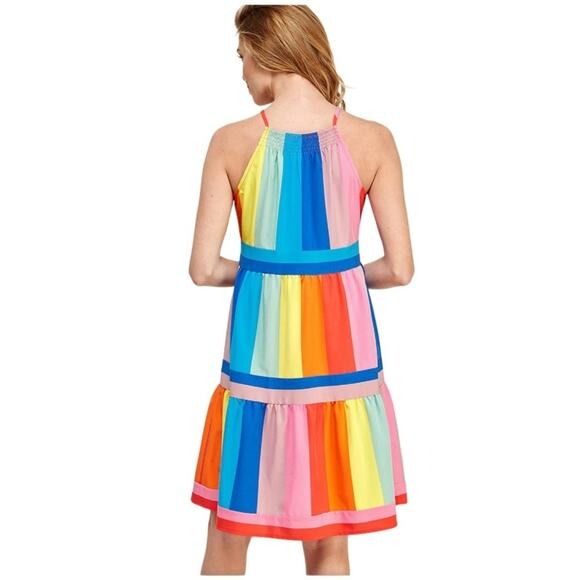 SOLUTION Rainbow Striped Shift Dress Size Medium - Picture 6 of 10